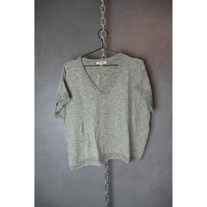 Madewell Gray V-Neck Knit Top Short Sleeve Women's Size M Casual‎ Everyday